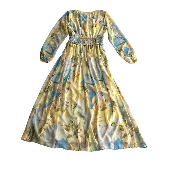 Laundry by Shelli Segal Floral Sheer Overlay Pastel Puff Sleeve Maxi Dress 6 - Picture 2 of 10